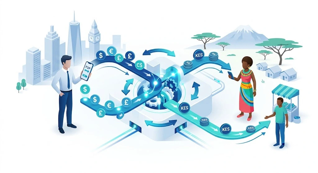 P2P financial local clearing system for sending money to Kenya